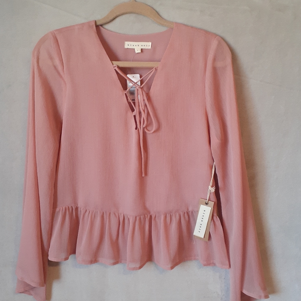 NWT Blush Noir Pink Peasant Blouse